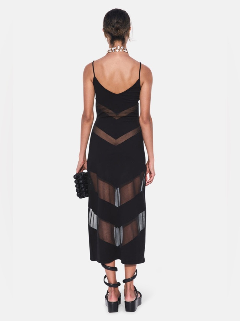 Cult Gaia Lani Knit Midi Dress in Black Size XS Sheer Chevron - FAIR condition - Picture 9 of 9